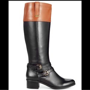 Bandolino Black and Cognac Tall Riding Boots 8.5